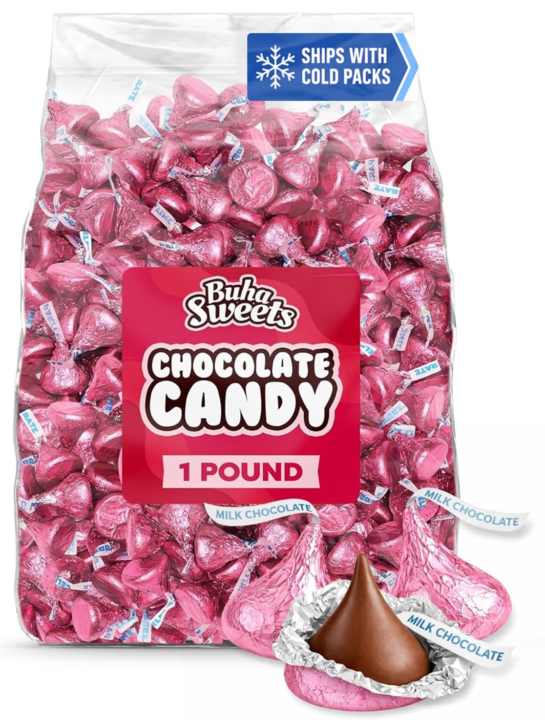 Amazon.com : Milk Chocolate Candy In Pink Foil - 1 Pound Bag